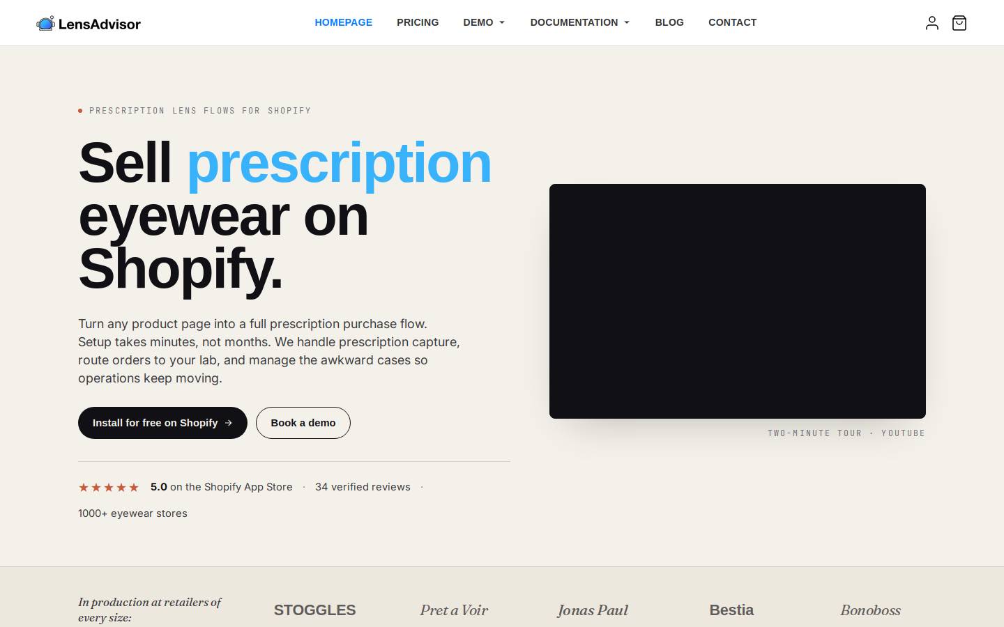 lensadvisor.com homepage screenshot