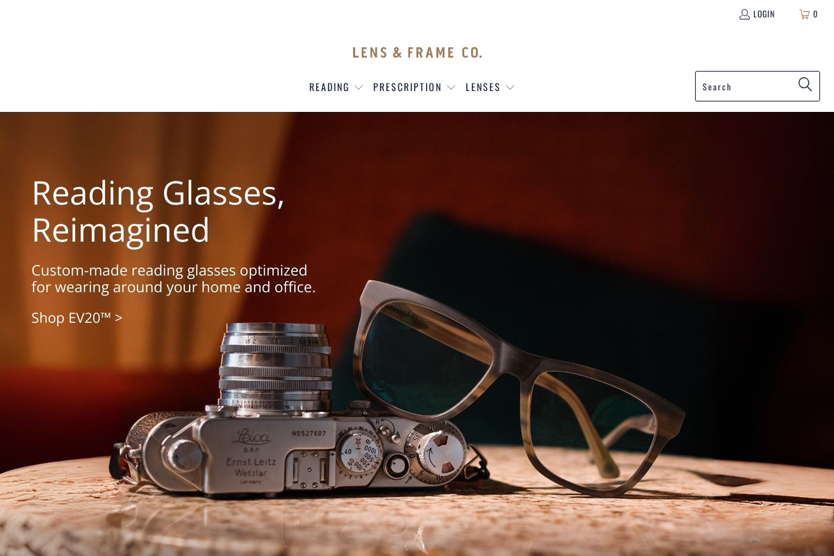 Lens & Frame Co. homepage screenshot