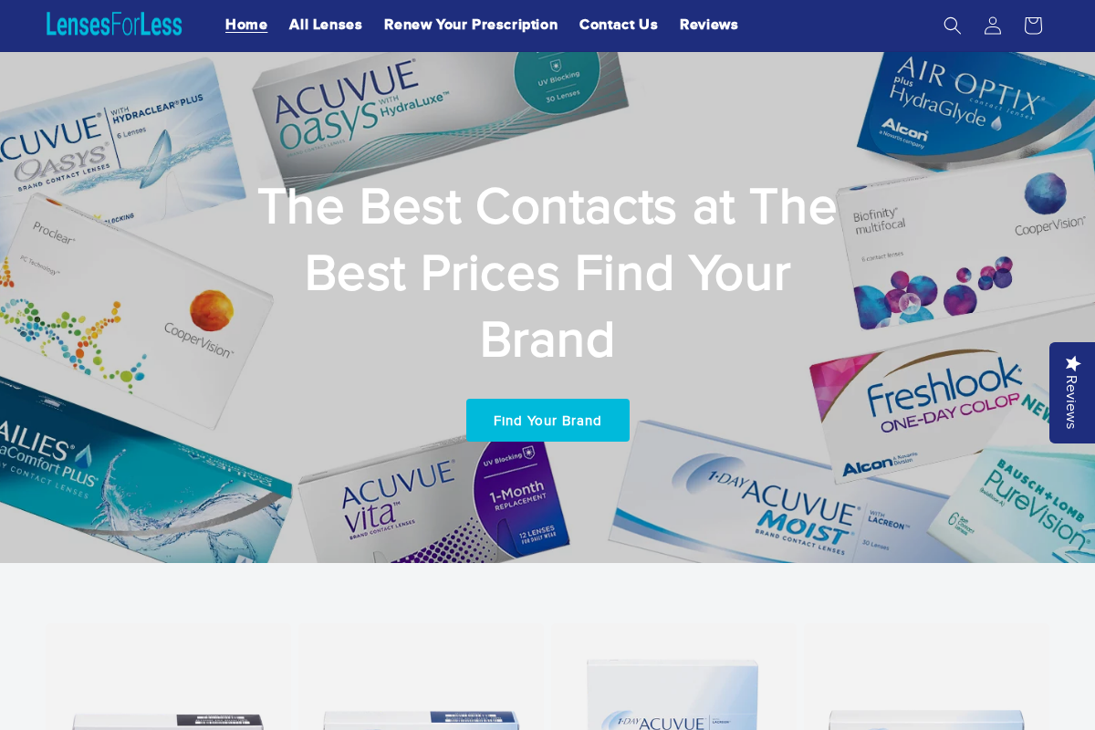 Lensesforless homepage screenshot