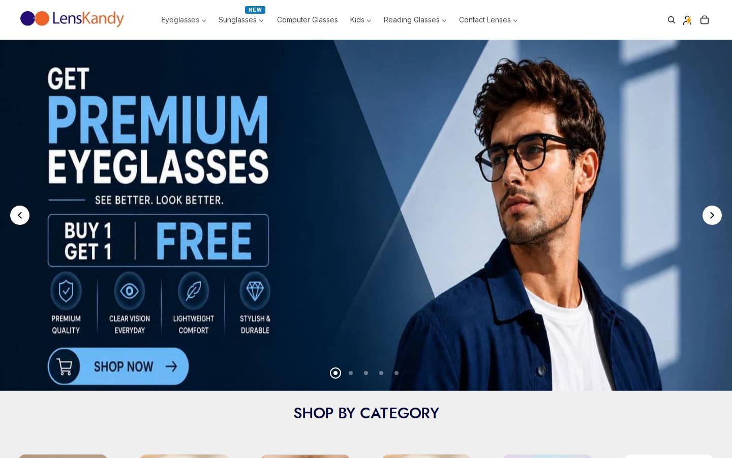lenskandy.com homepage screenshot