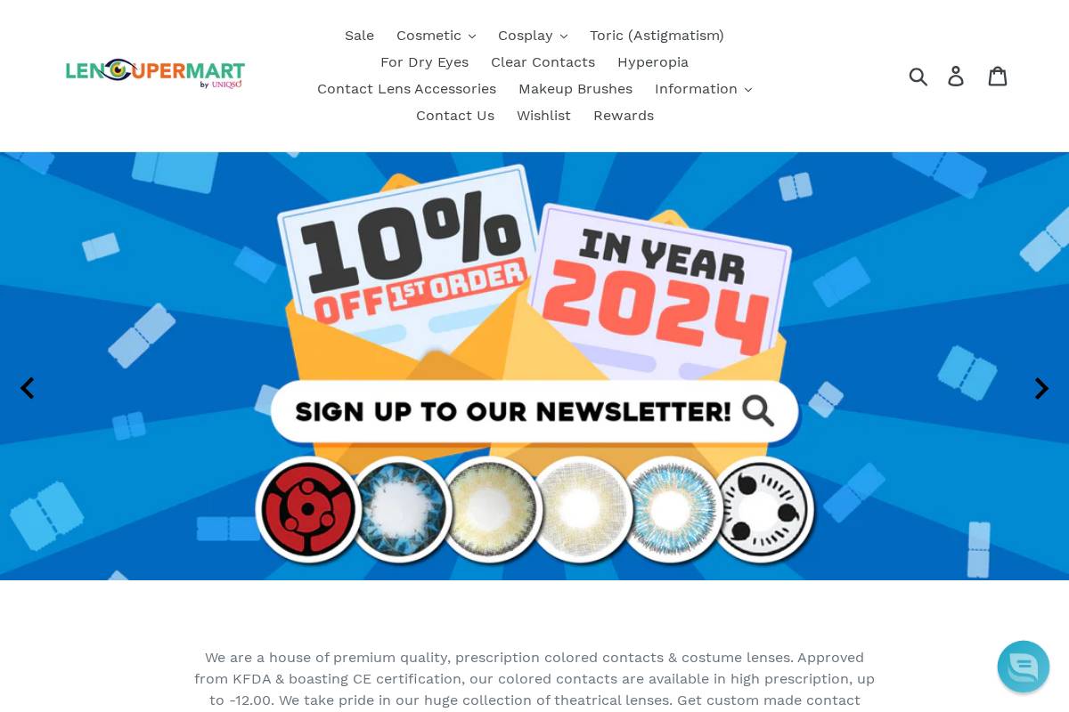 lensupermart.com homepage screenshot