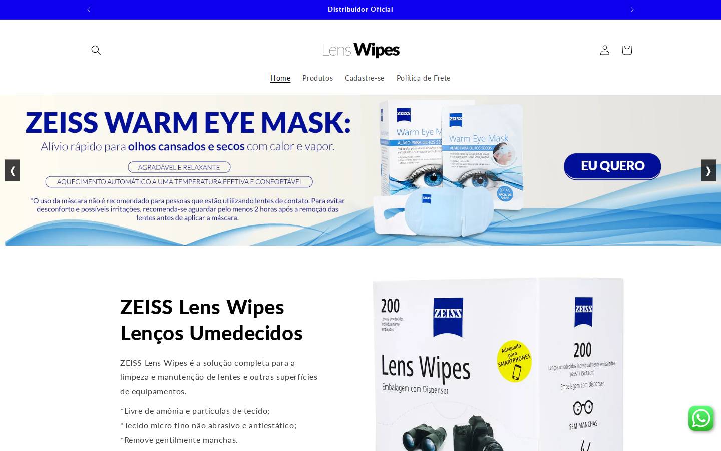 lenswipes.com.br homepage screenshot