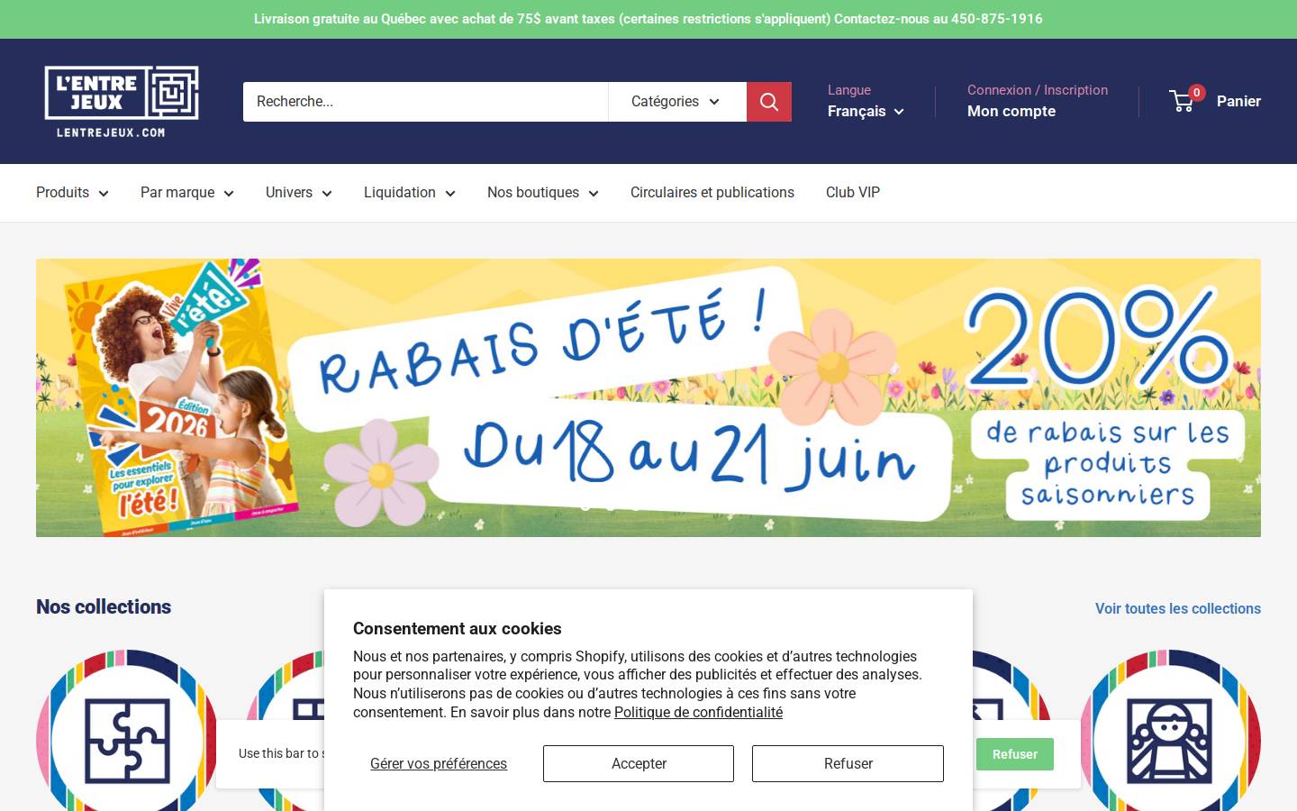 lentrejeux.com homepage screenshot