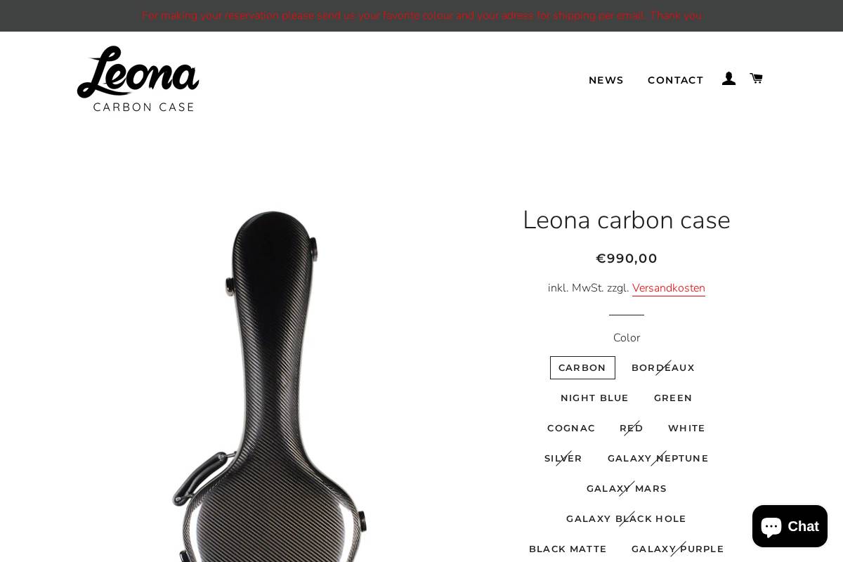 leonacase.de homepage screenshot