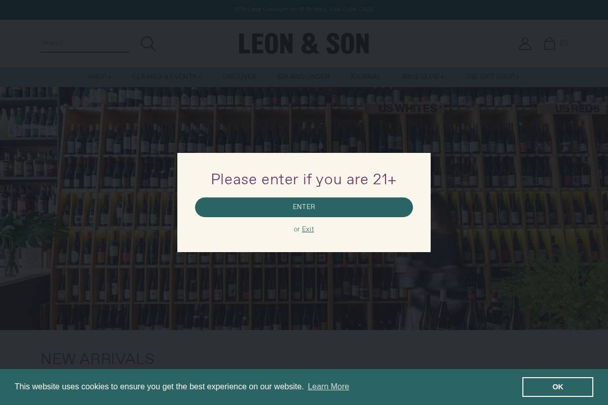 leonandsonwine.com homepage screenshot