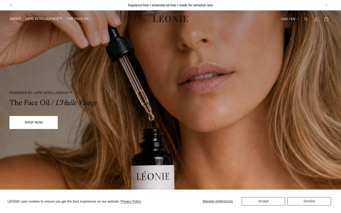 leoniethebrand.com homepage screenshot