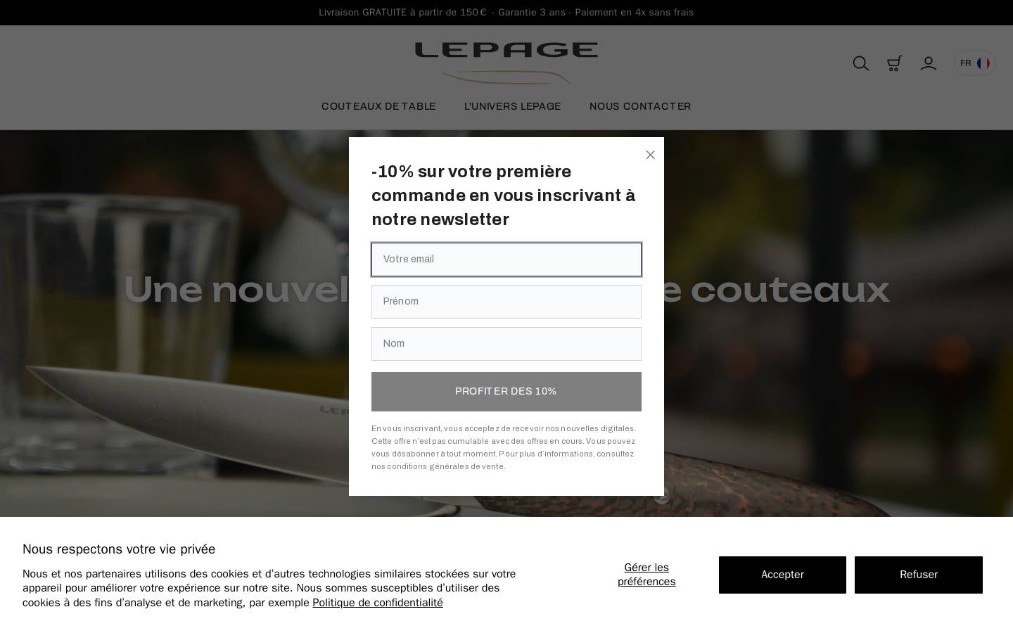 Lepage Knives homepage screenshot