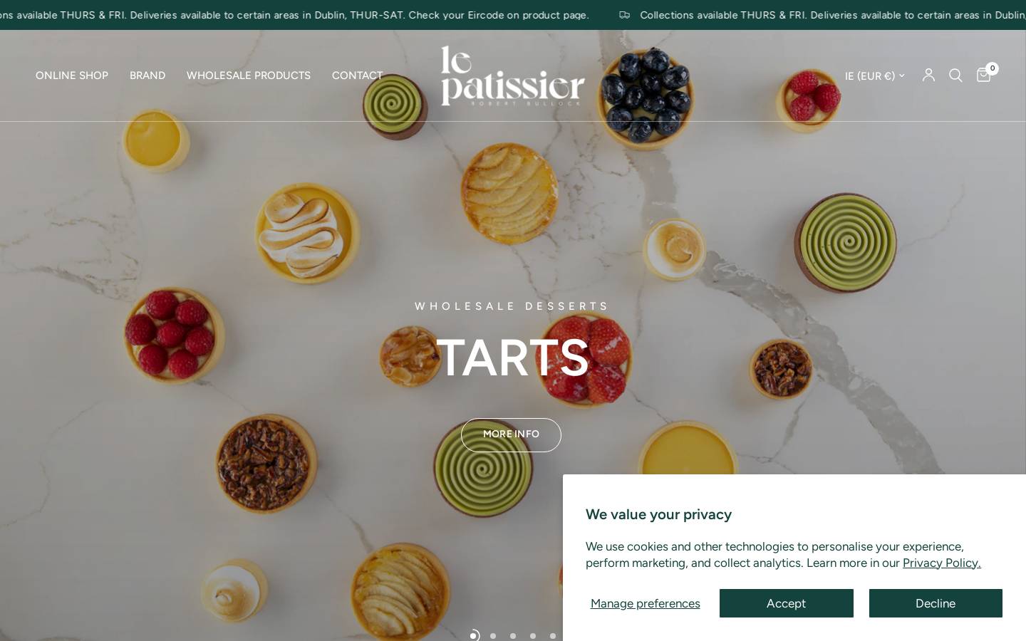 lepatissier.ie homepage screenshot