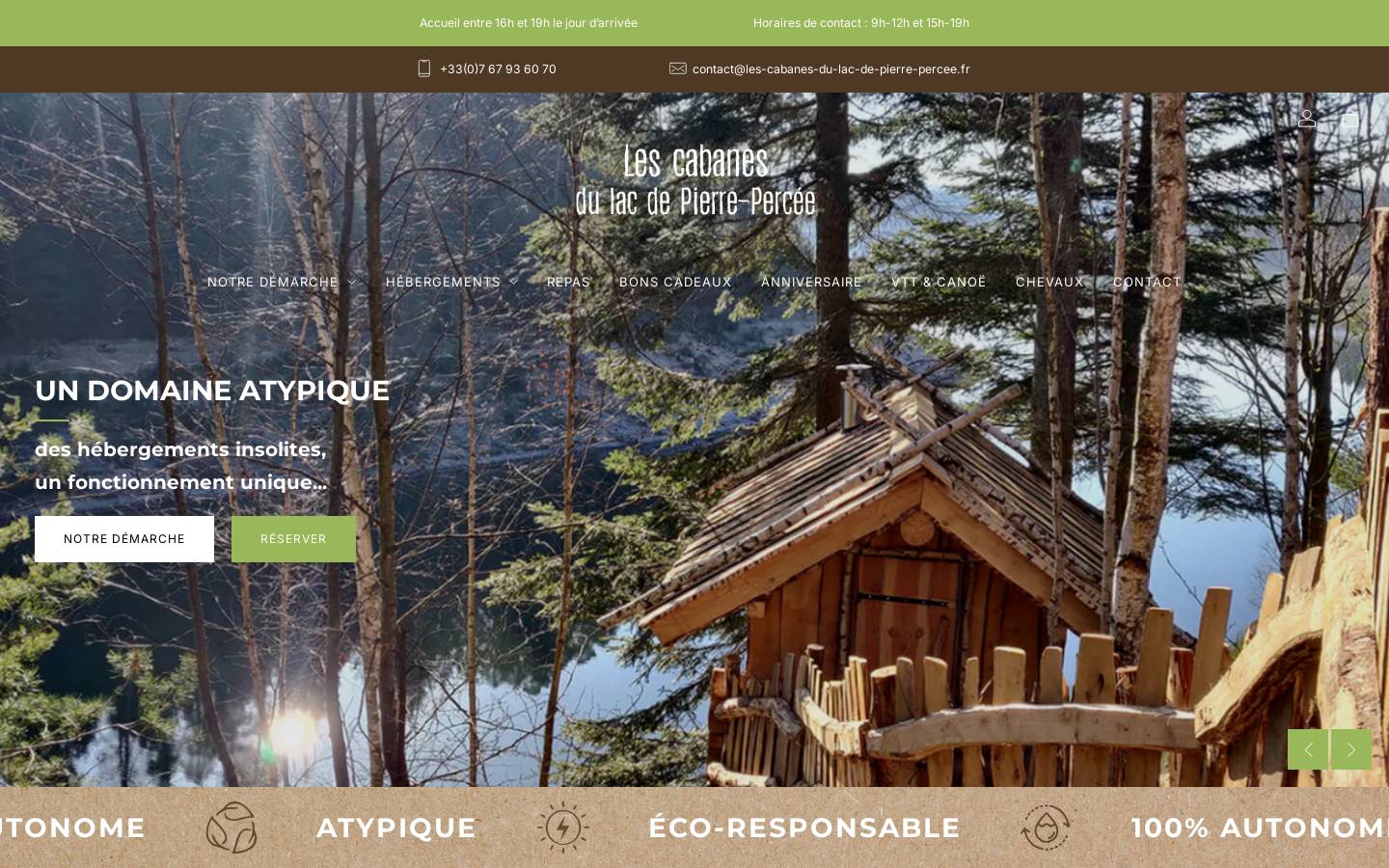 les-cabanes-du-lac-de-pierre-percee.fr homepage screenshot