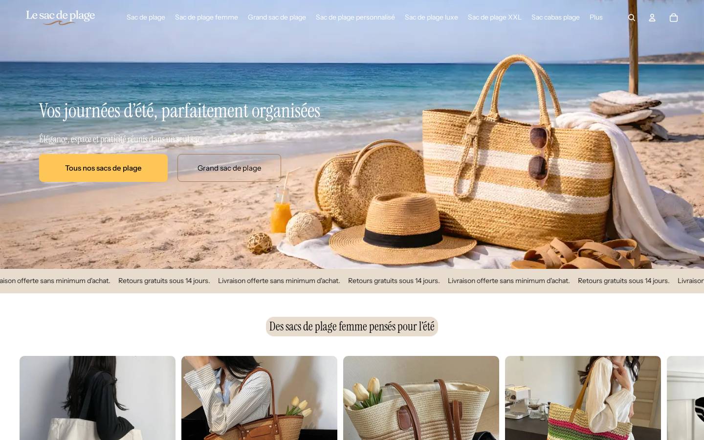 lesacdeplage.com homepage screenshot