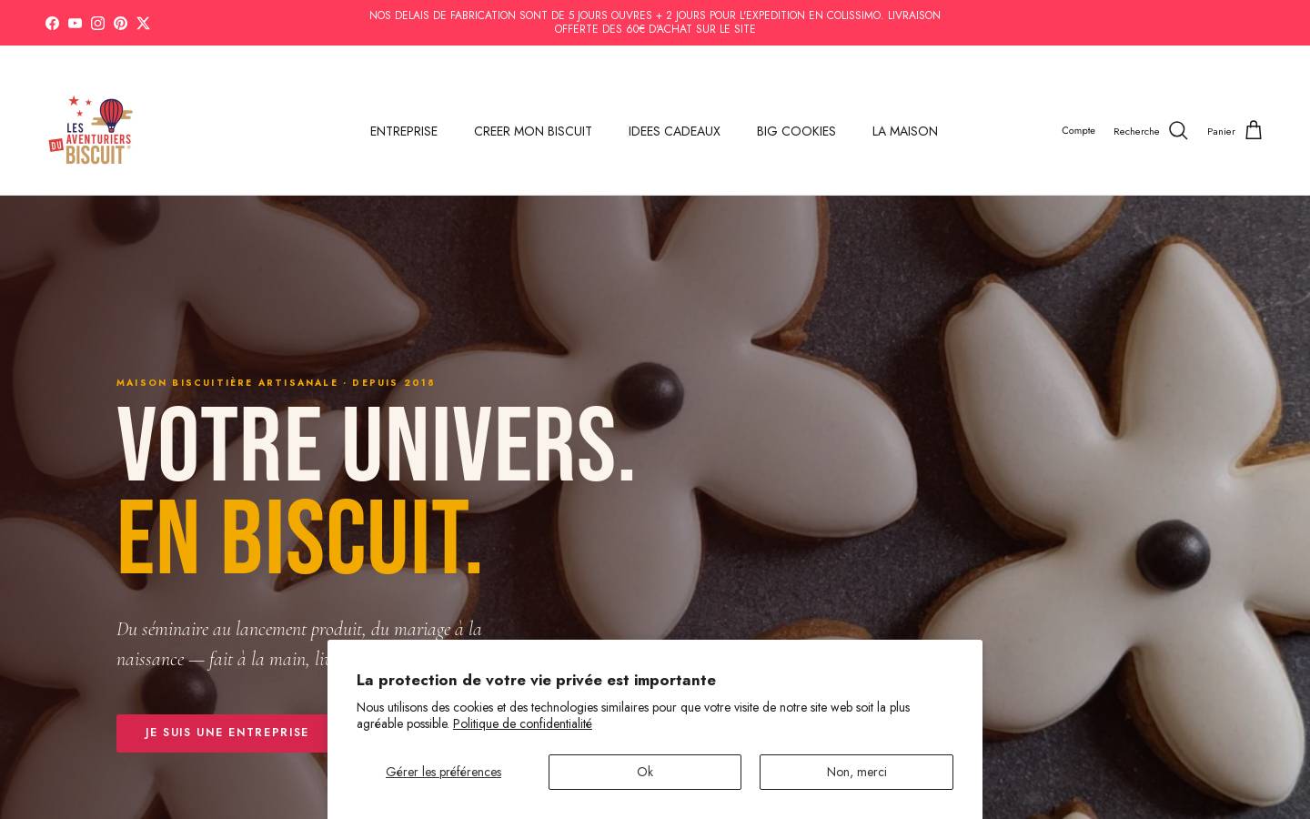 Lesaventuriersdubiscuit homepage screenshot