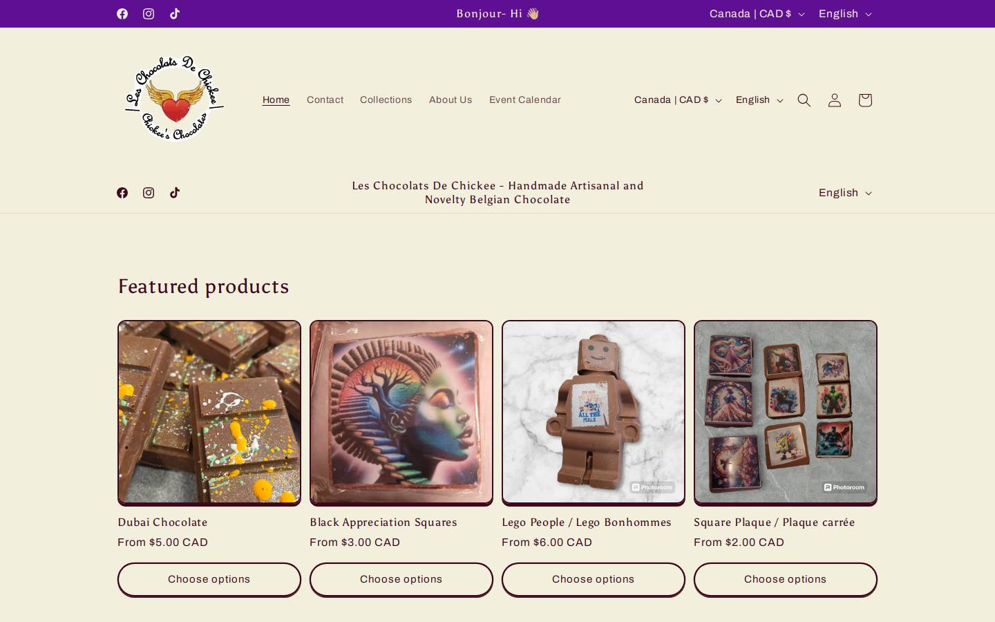 leschocolatsdechickee.com homepage screenshot
