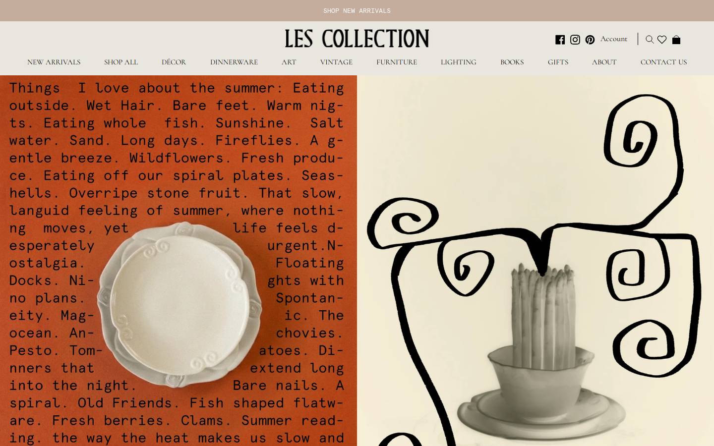 lescollection.com homepage screenshot