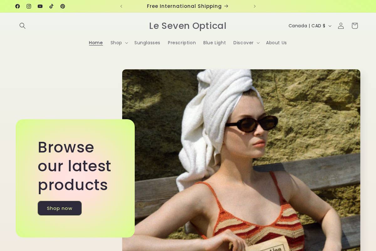 Le Seven Optical Inc. homepage screenshot