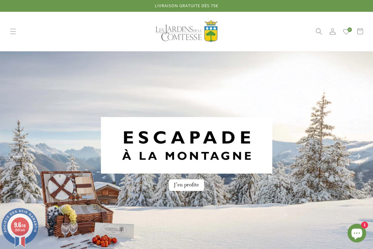 Jardins Comtesse homepage screenshot