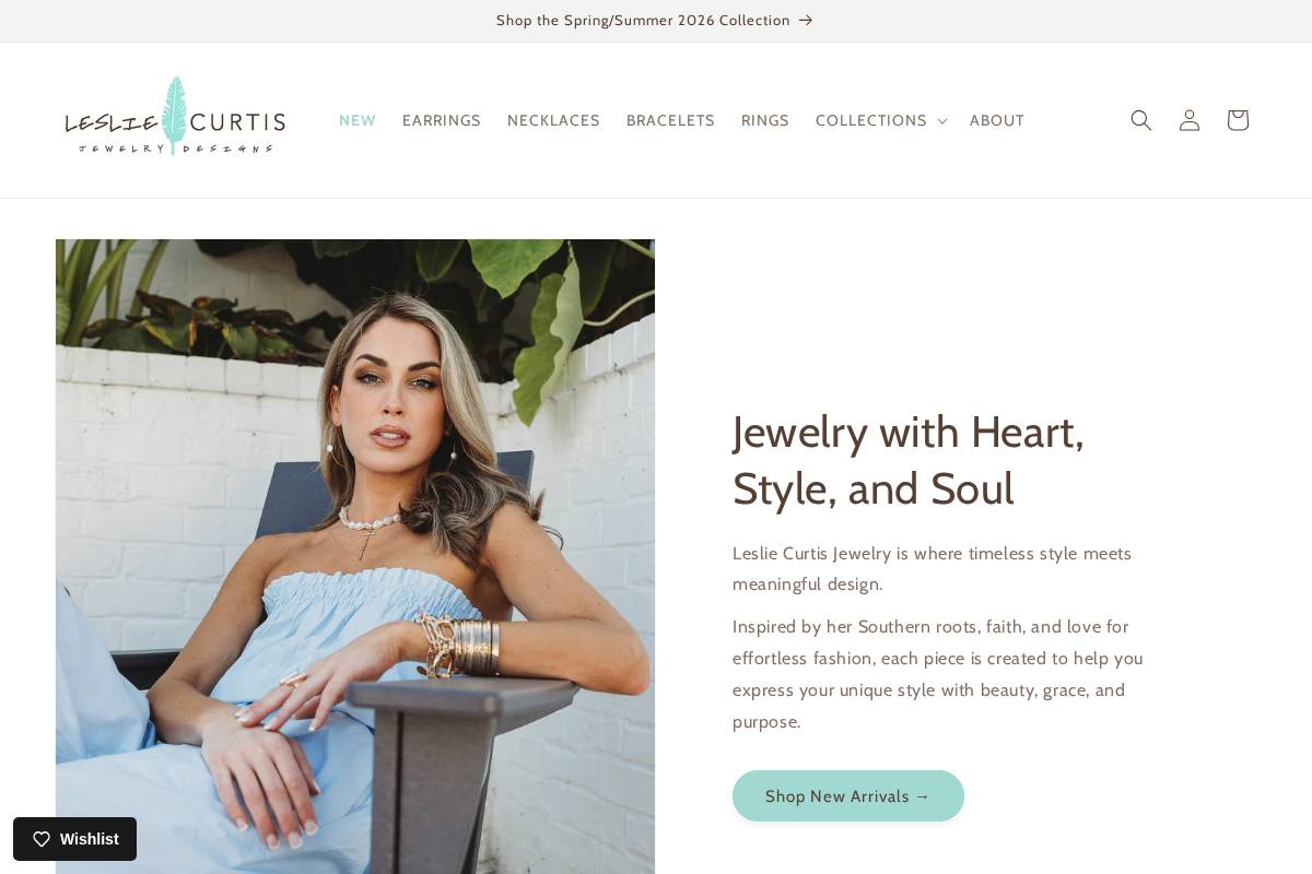 lesliecurtisjewelry.com homepage screenshot