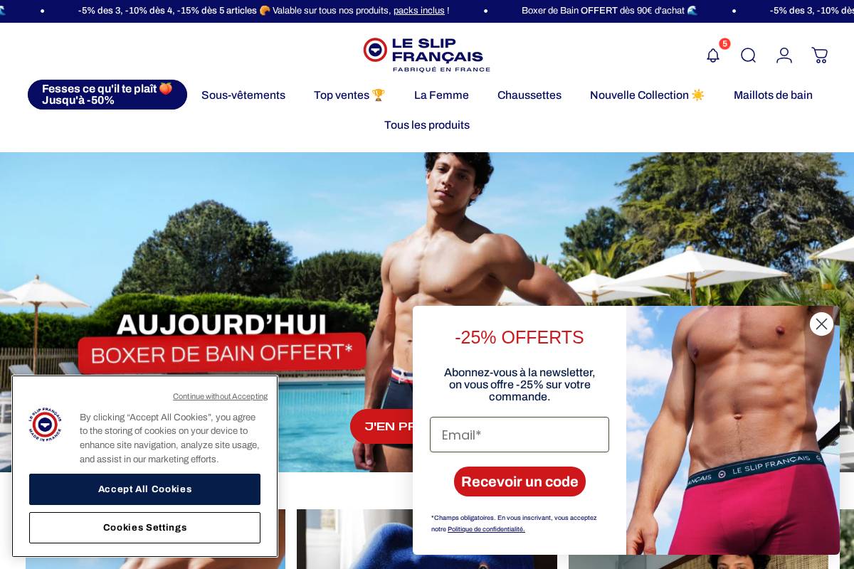 Le Slip Français homepage screenshot