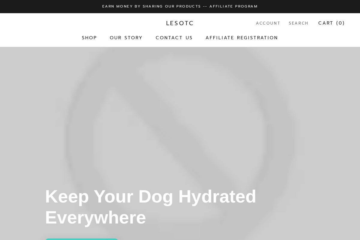 Lesotc Dog Water Bottle homepage screenshot