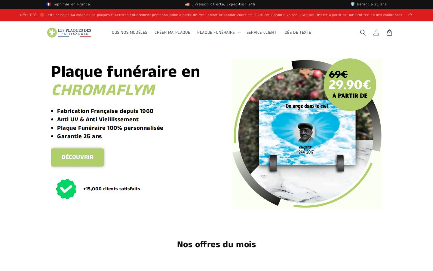 lesplaquesdespetitsanges.com homepage screenshot