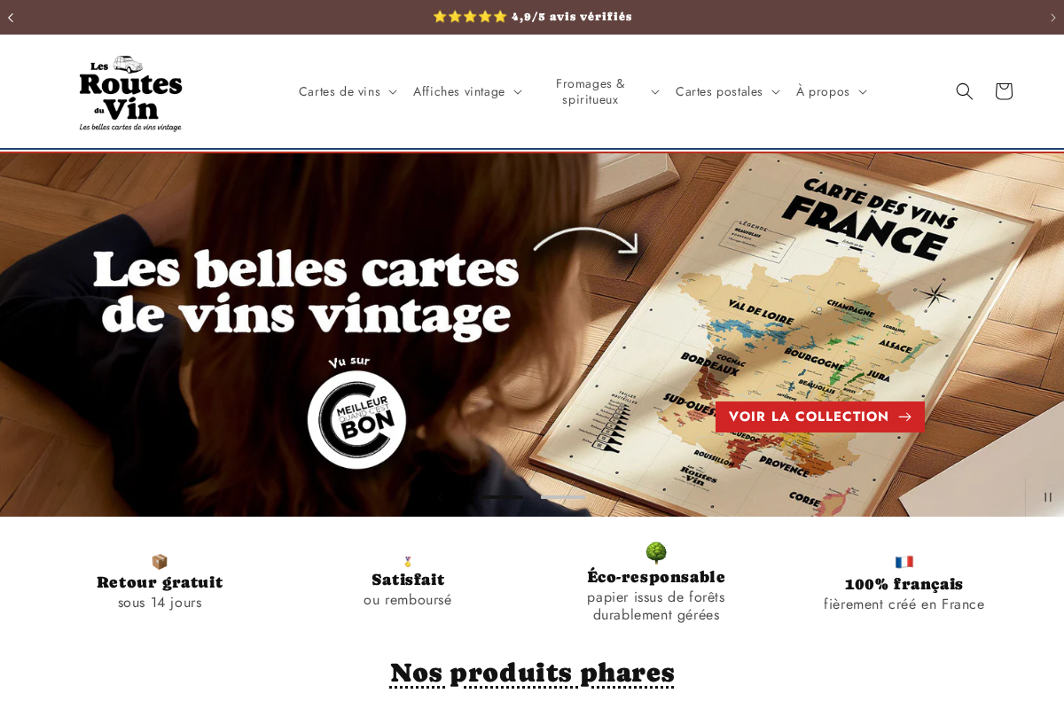 Lesroutesduvin homepage screenshot