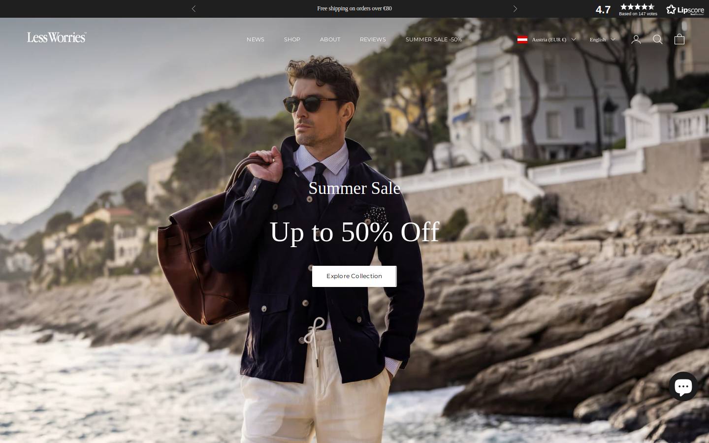 Less Worries homepage screenshot