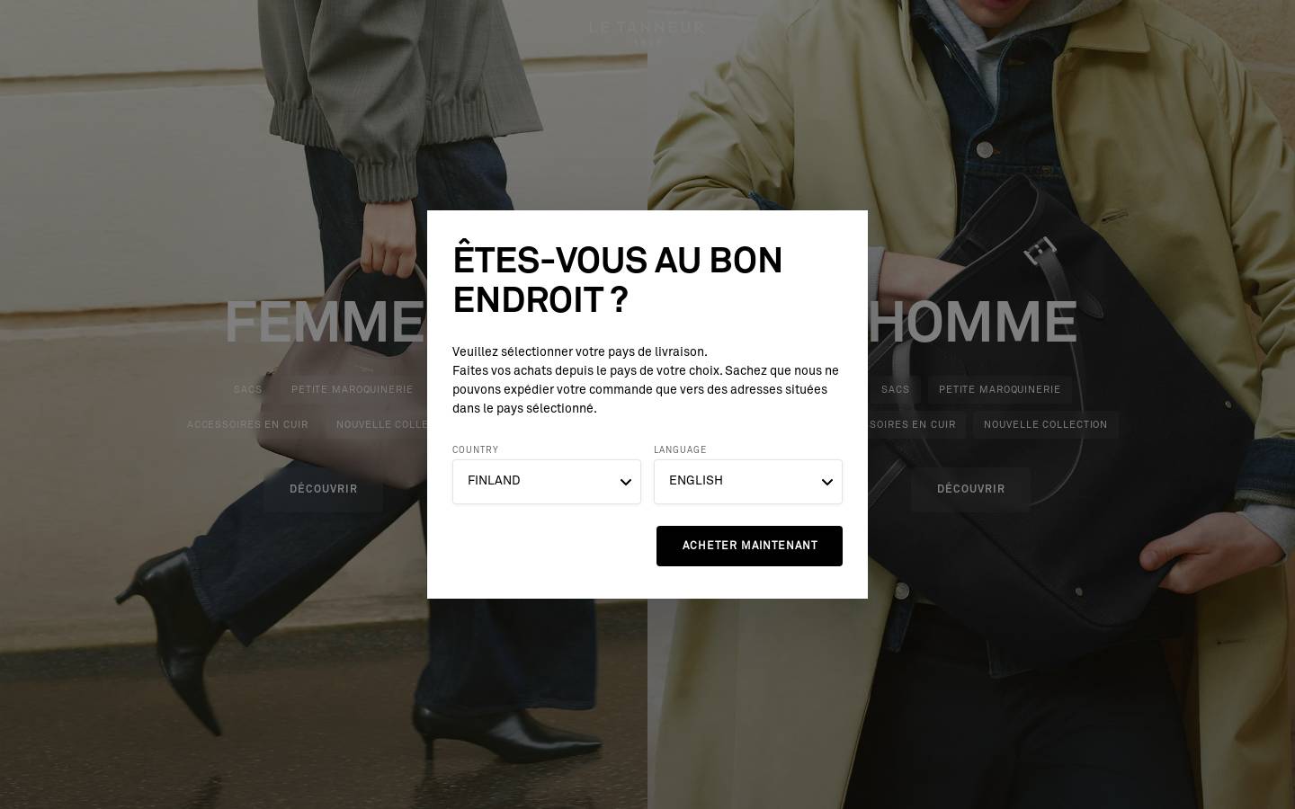 Le Tanneur homepage screenshot