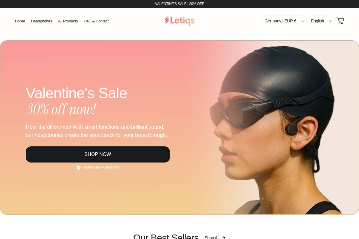 Letiqs homepage screenshot