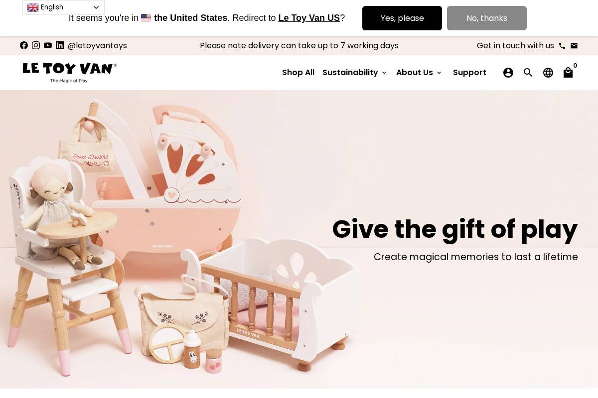 Le Toy Van homepage screenshot