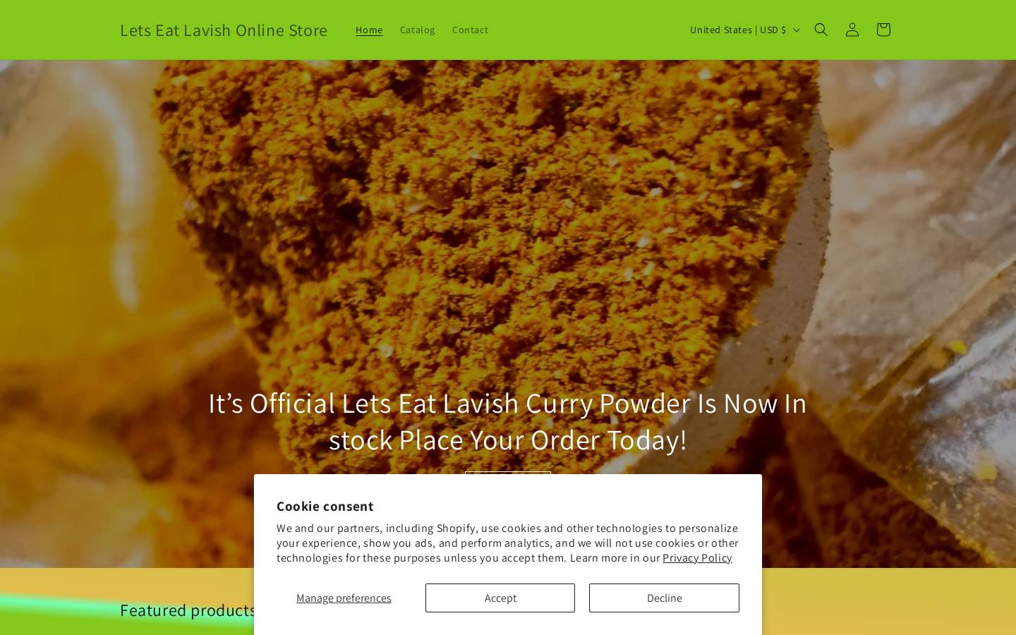 letseatlavish.com homepage screenshot