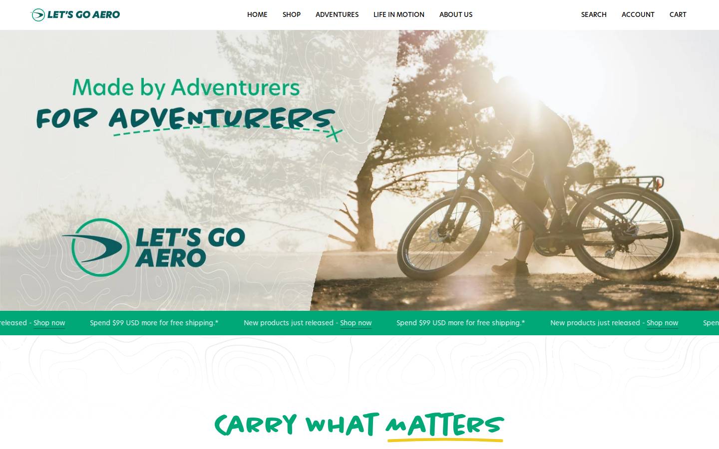 Letsgoaero homepage screenshot