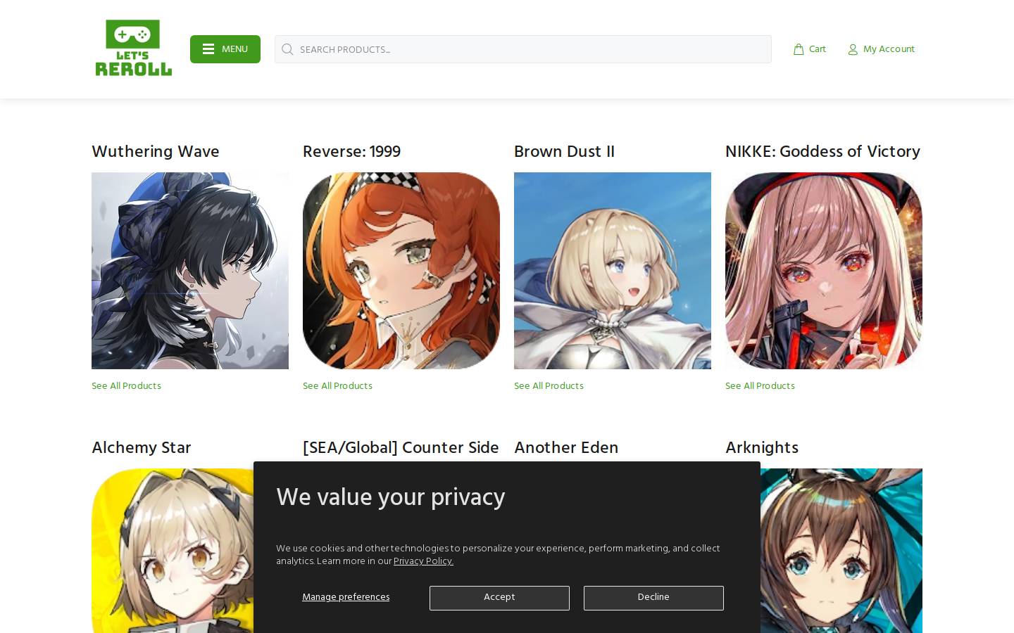 letsreroll.com homepage screenshot