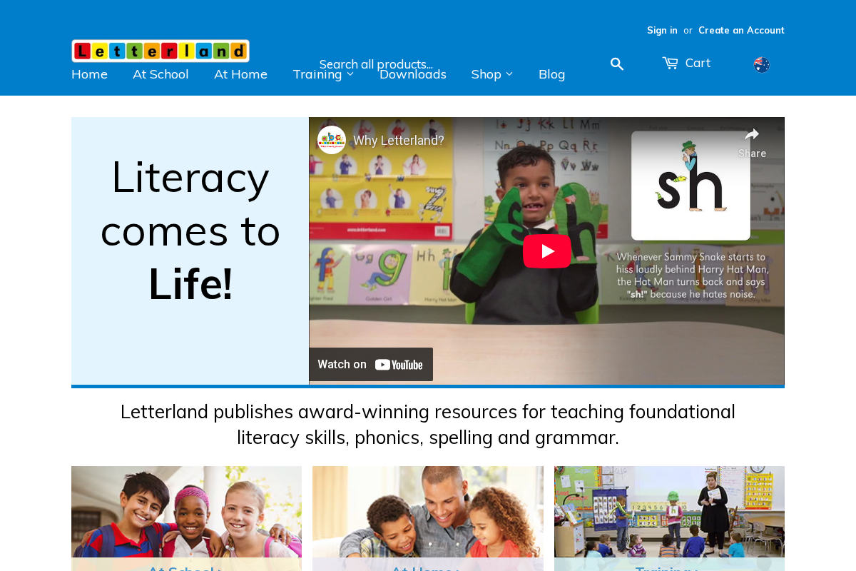 Letterland Reading Method homepage screenshot