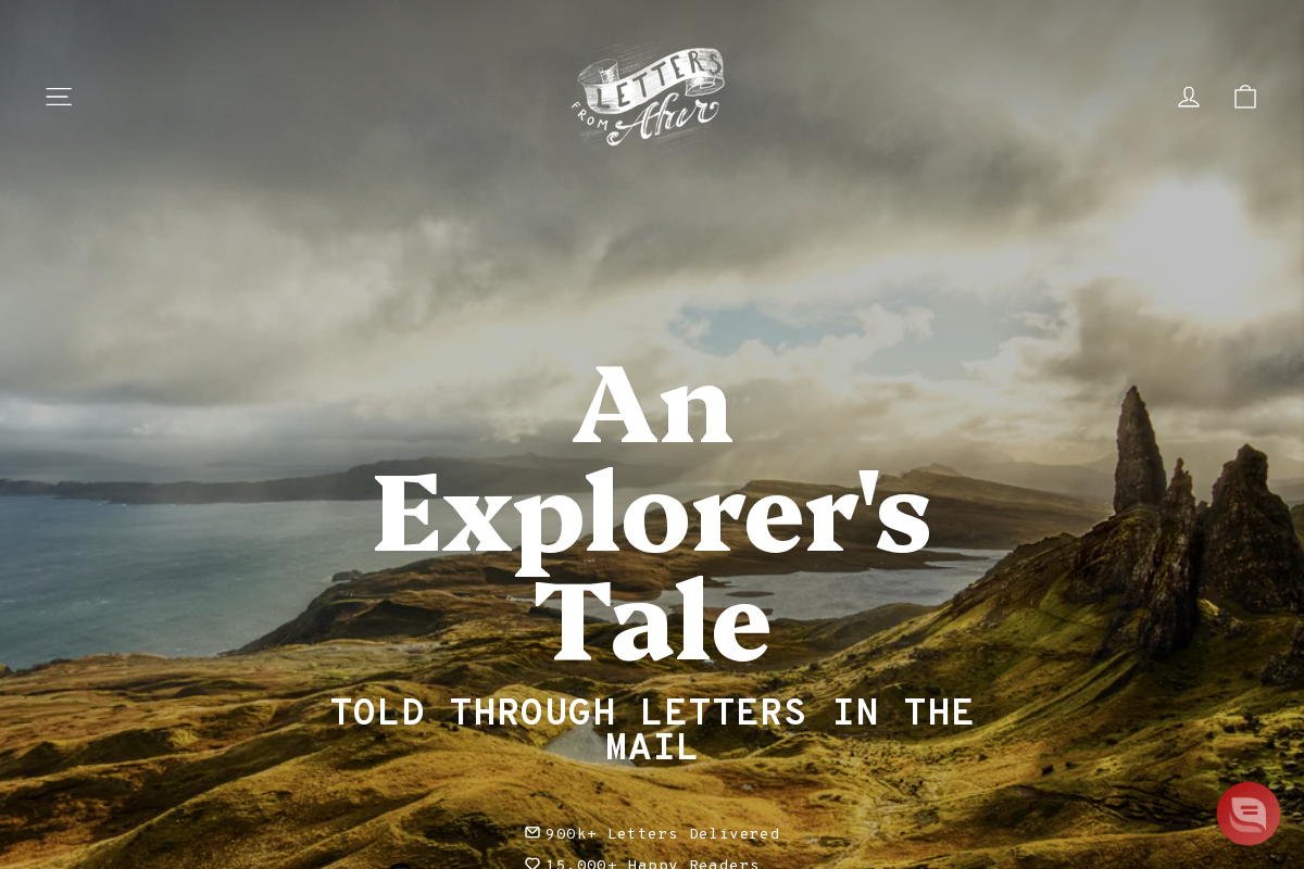 Letters From Afar homepage screenshot