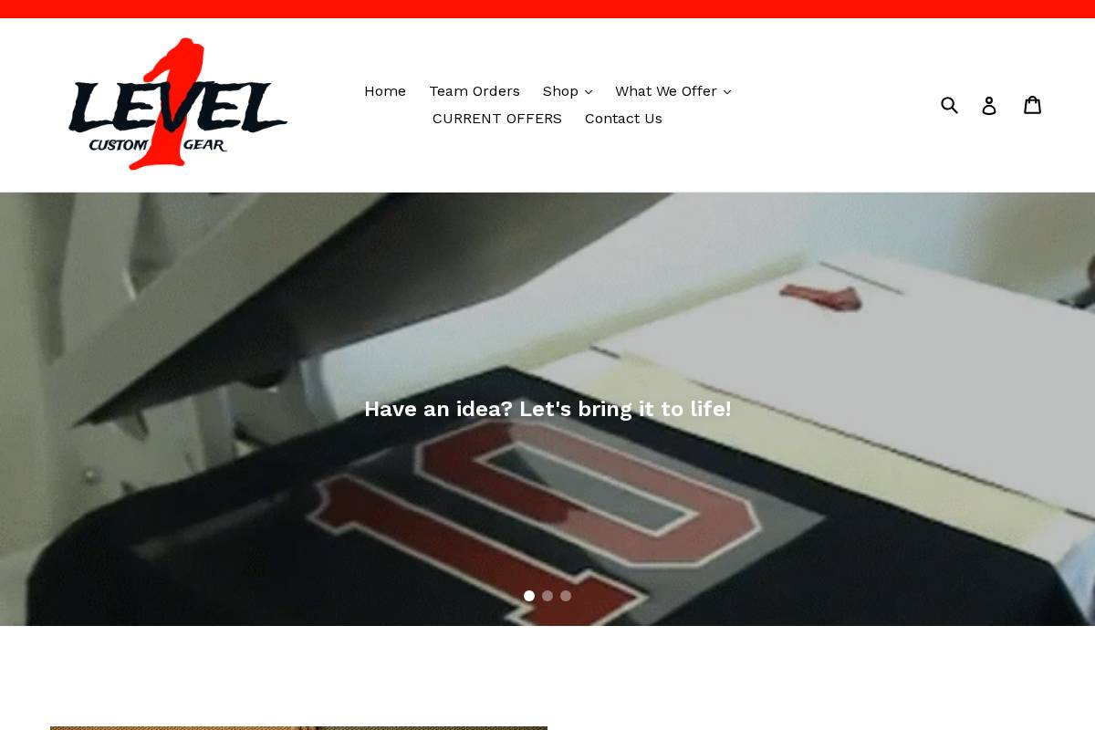 level1customgear.ca homepage screenshot