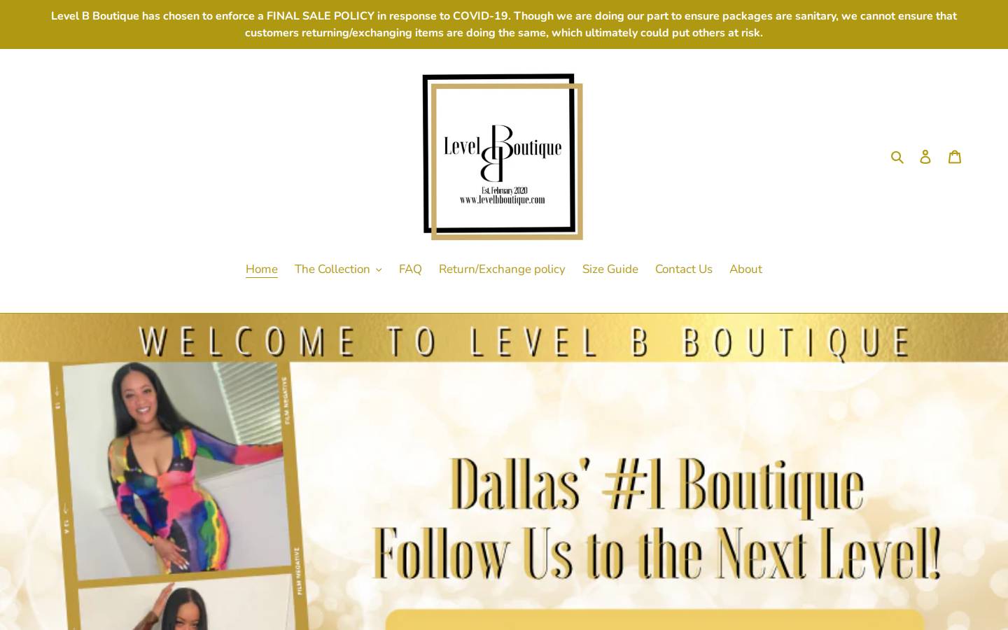 levelbboutique.com homepage screenshot