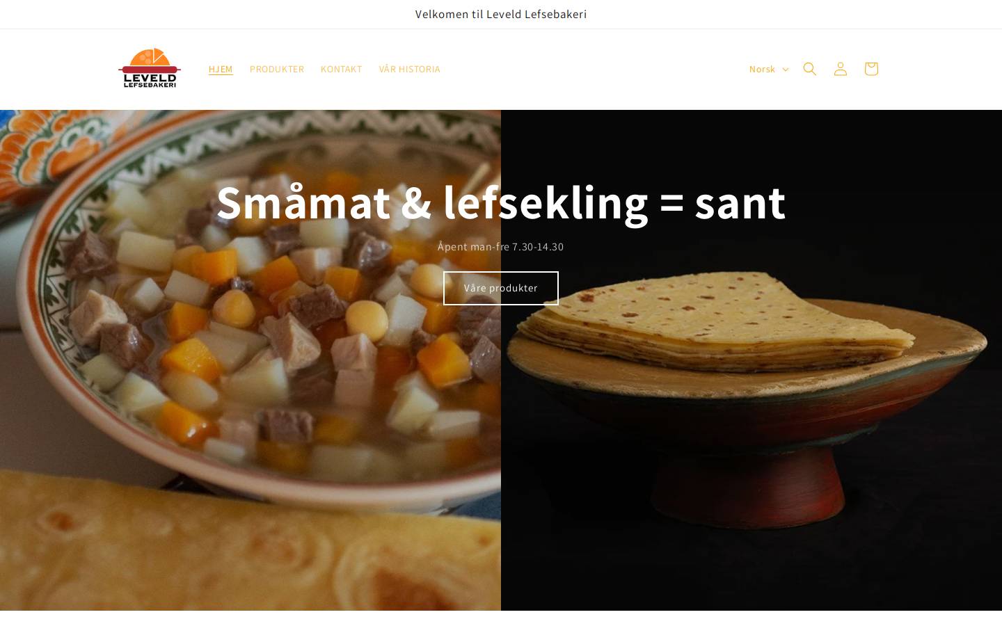 leveldlefsebakeri.no homepage screenshot