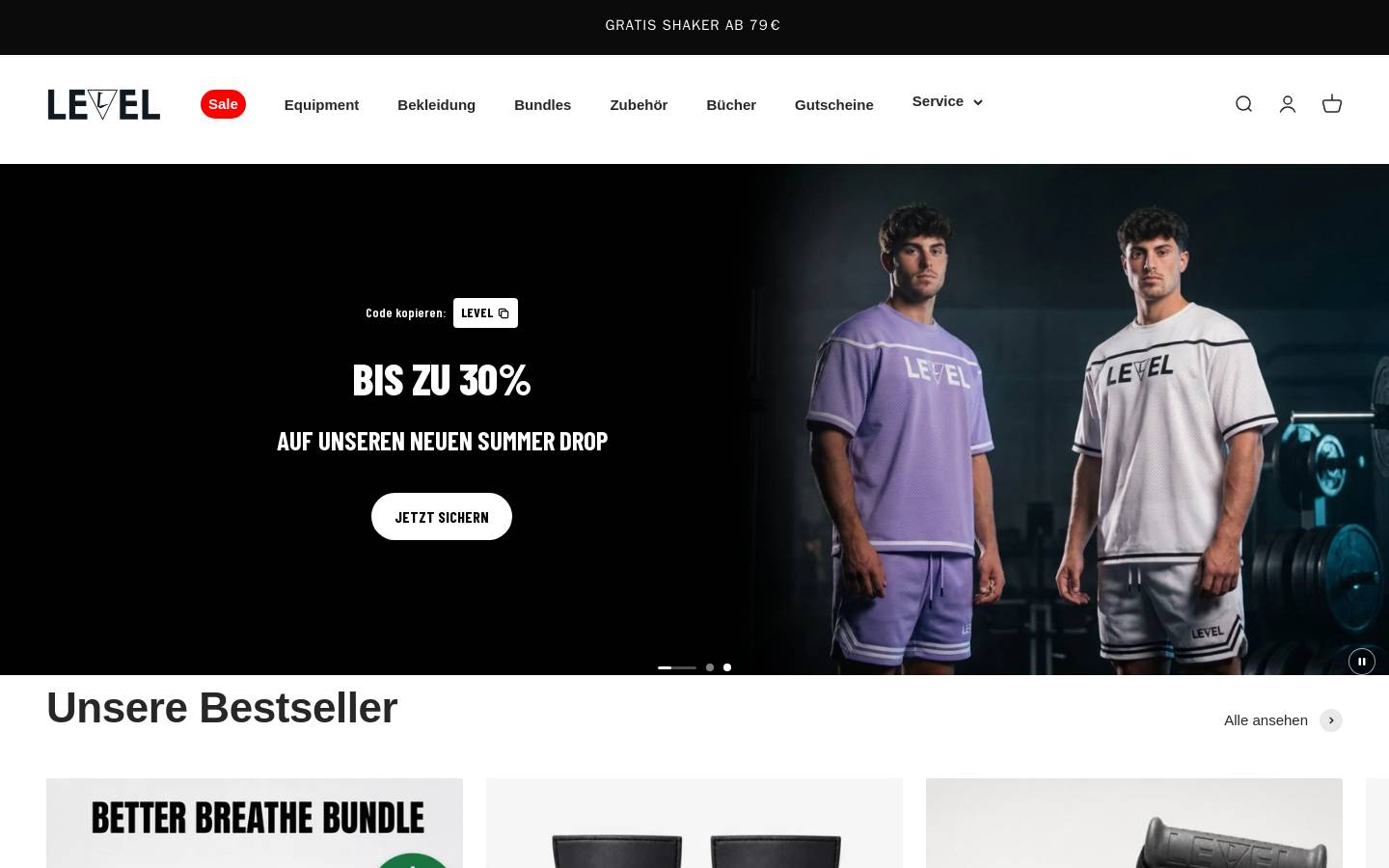 Levelequipment homepage screenshot