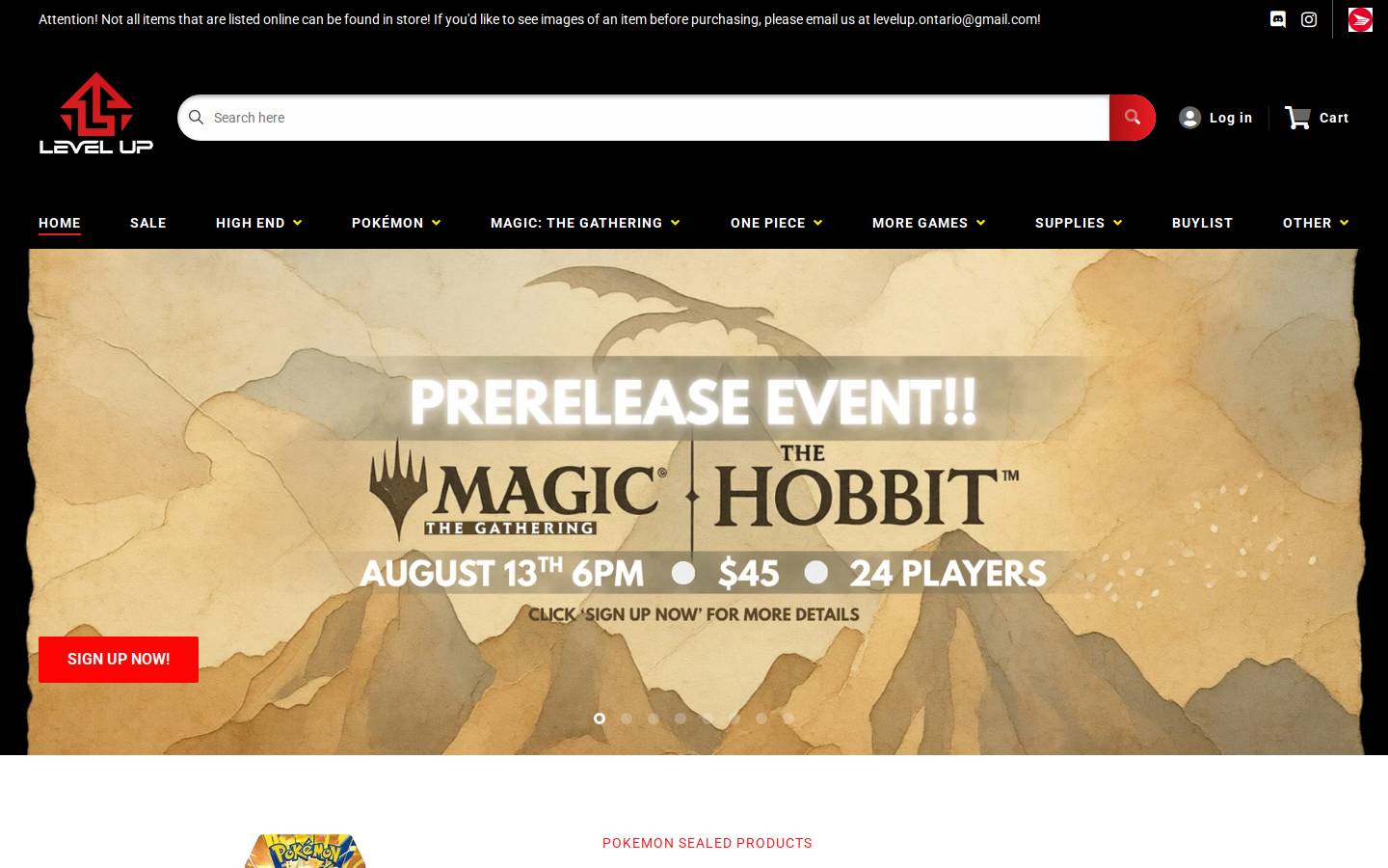 levelupgames.ca homepage screenshot