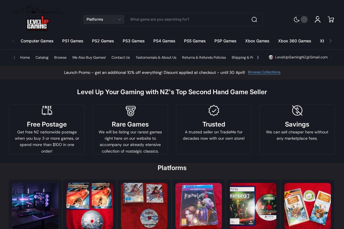 levelupgaming.nz homepage screenshot