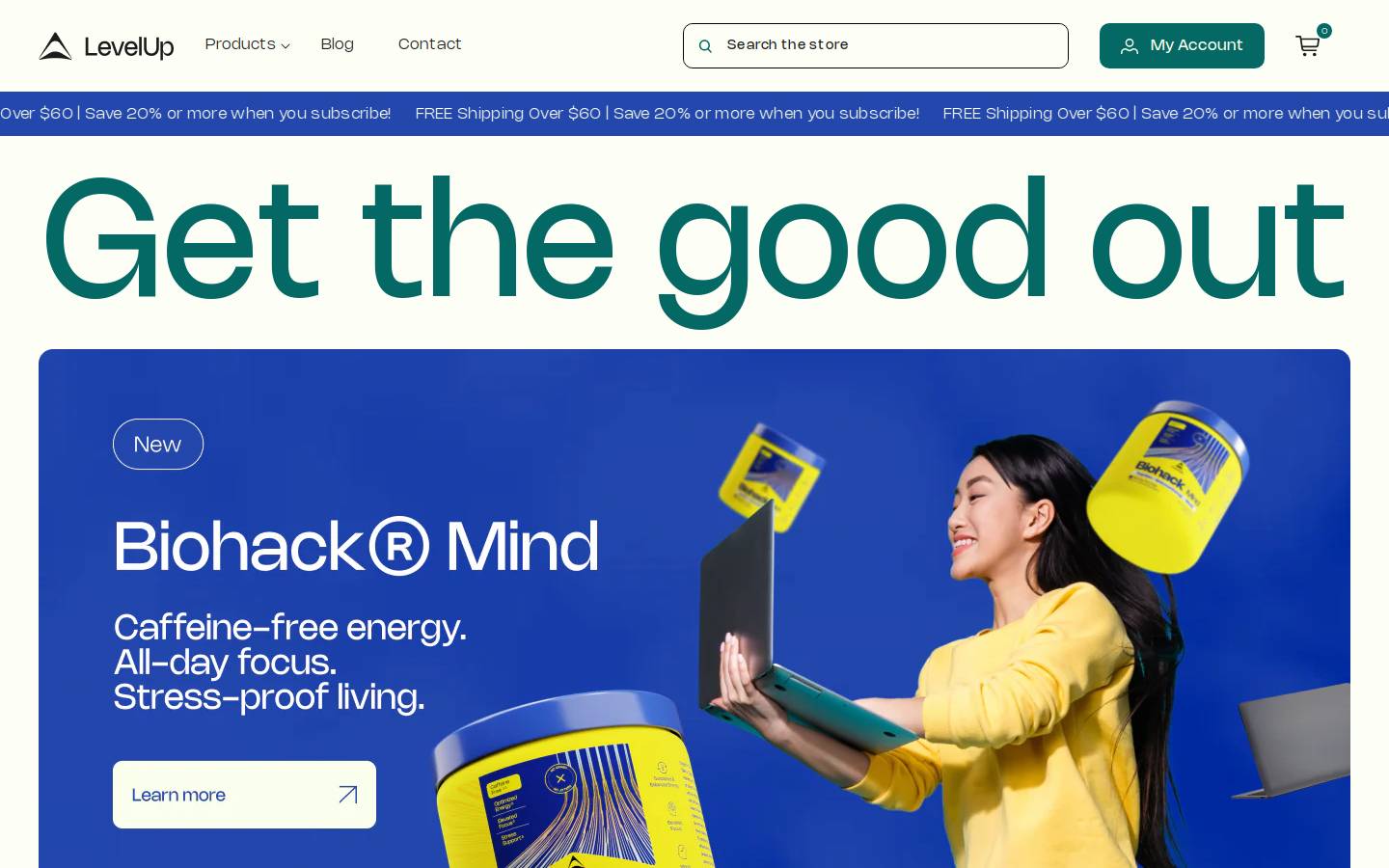 levelupnutra.com homepage screenshot