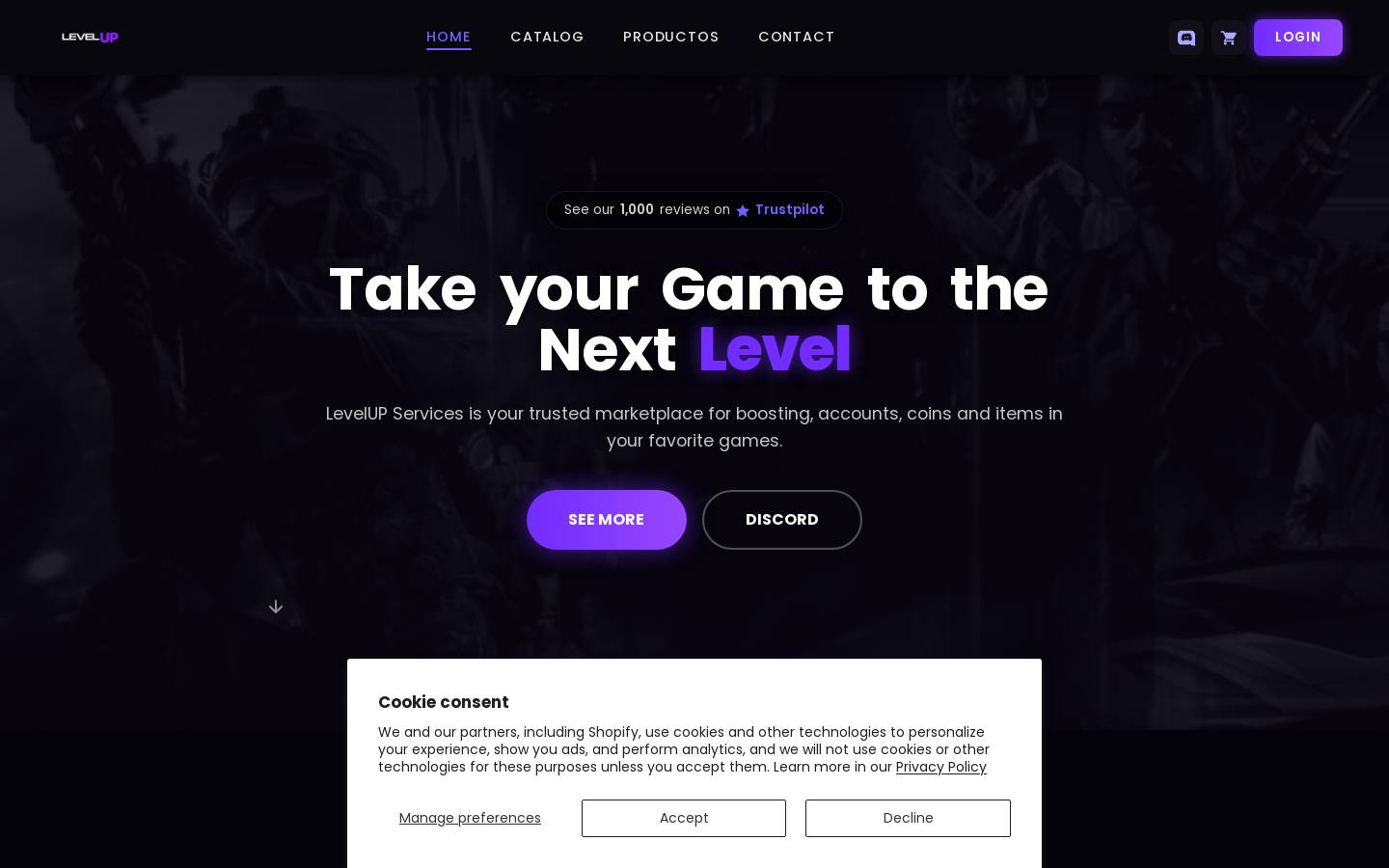 levelupservices.net homepage screenshot