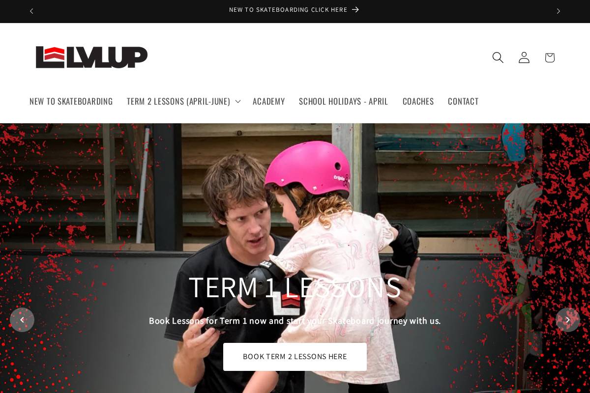 levelupskatepark.shop homepage screenshot