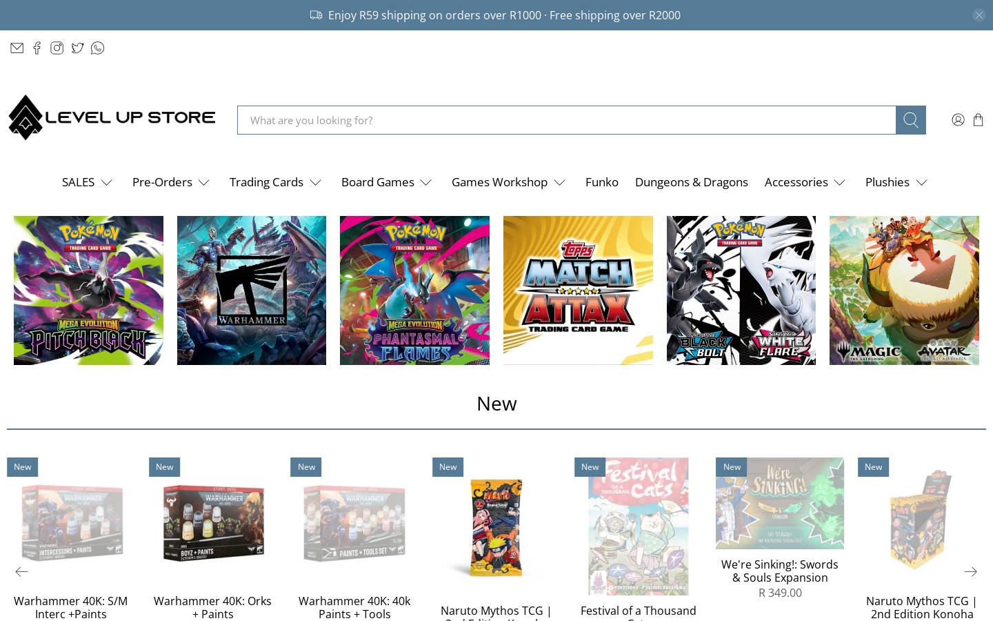 levelupstore.co.za homepage screenshot