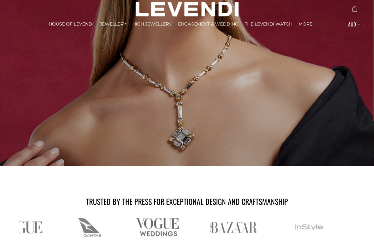 Levendi Jewellers homepage screenshot