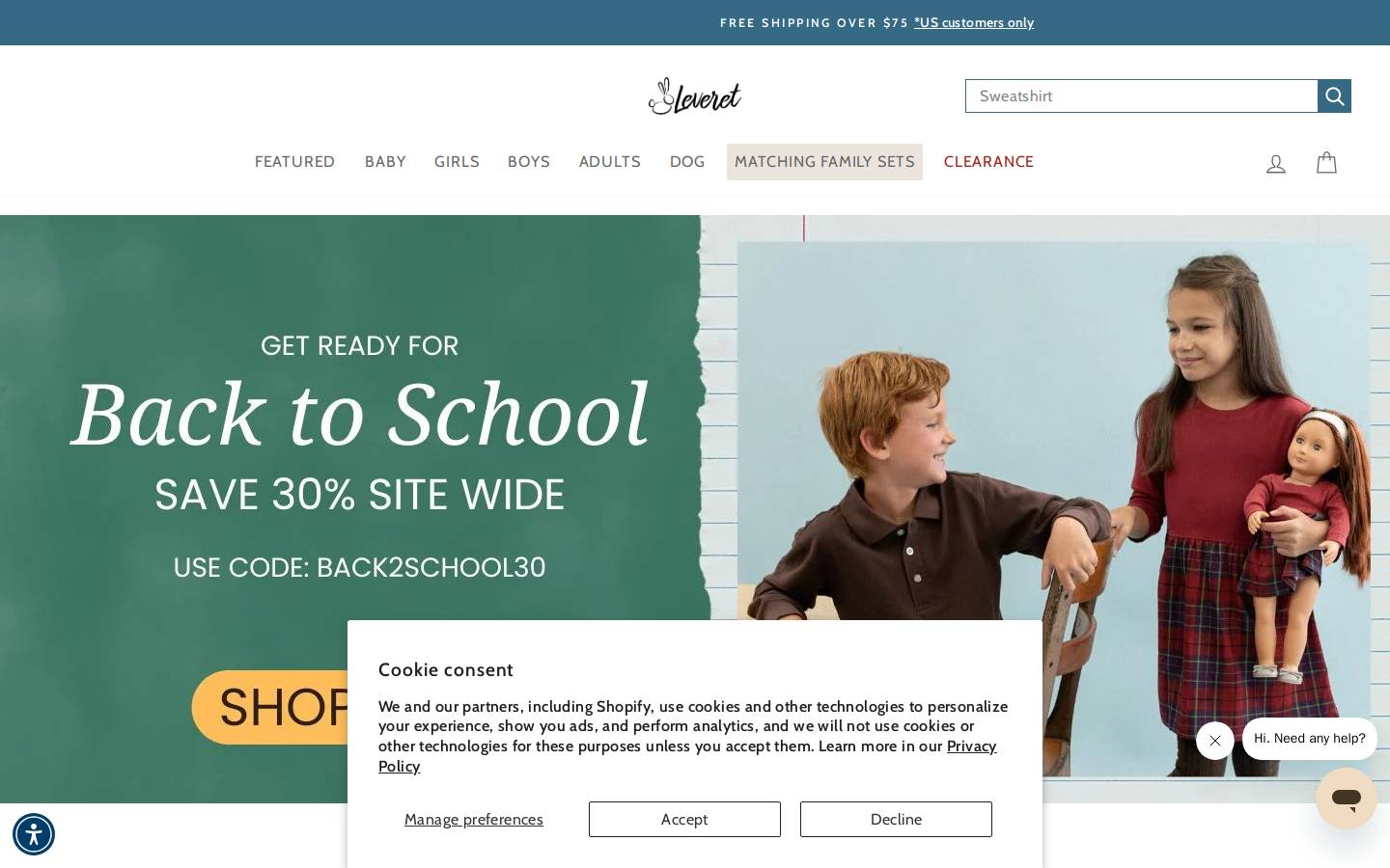 Leveret Clothing homepage screenshot