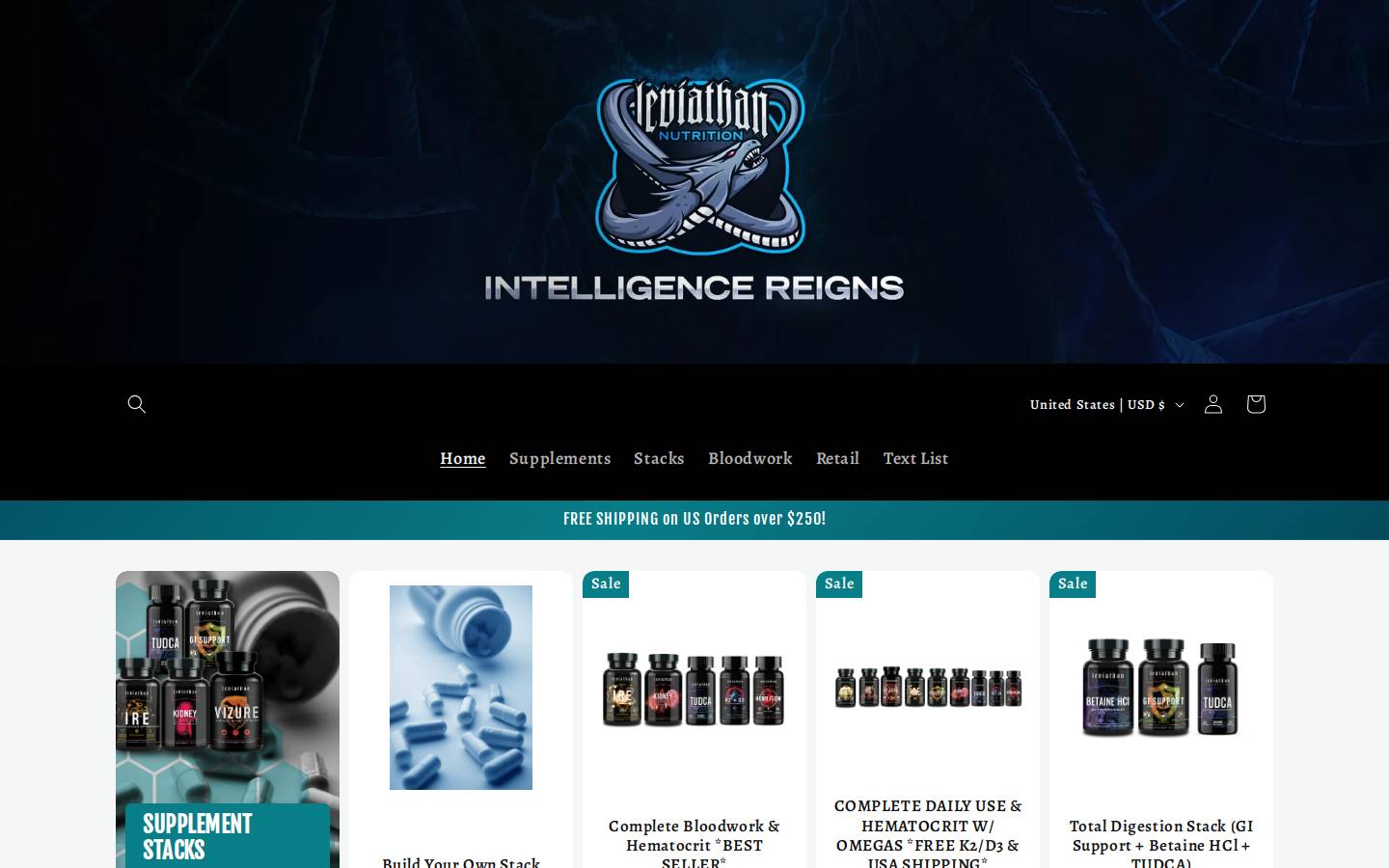 leviathan-nutrition.com homepage screenshot
