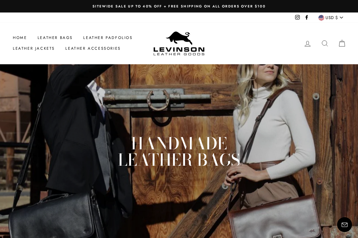 levinsonleathergoods.com homepage screenshot