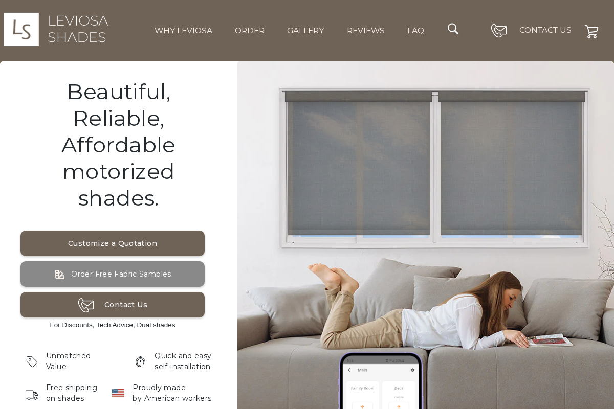 leviosashades.com homepage screenshot