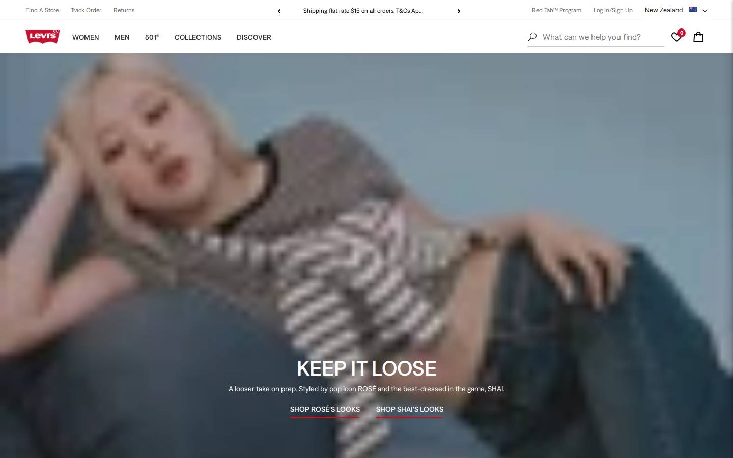 levis.co.nz homepage screenshot