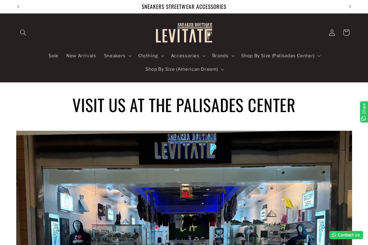 levitatesneakerboutique.com homepage screenshot